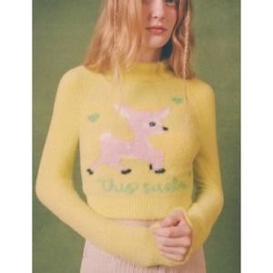 yellow fuzzy sweater-  kawaii retro vibes y2k